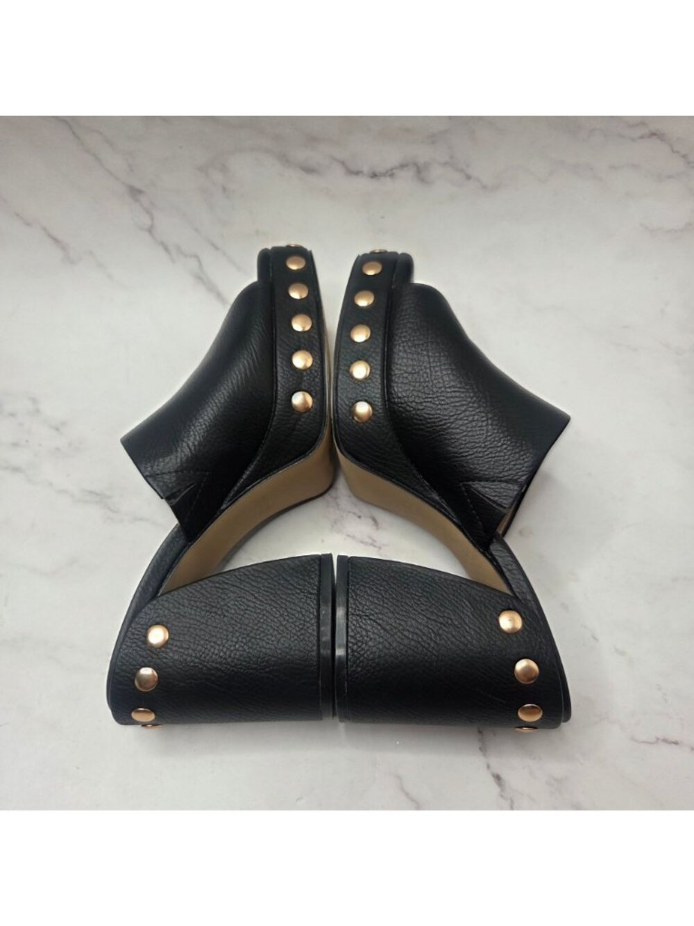 Oasis Society Leona Vegan Leather Studded Mule Platform Heelds Chunky Y2K 9 - Picture 5 of 8